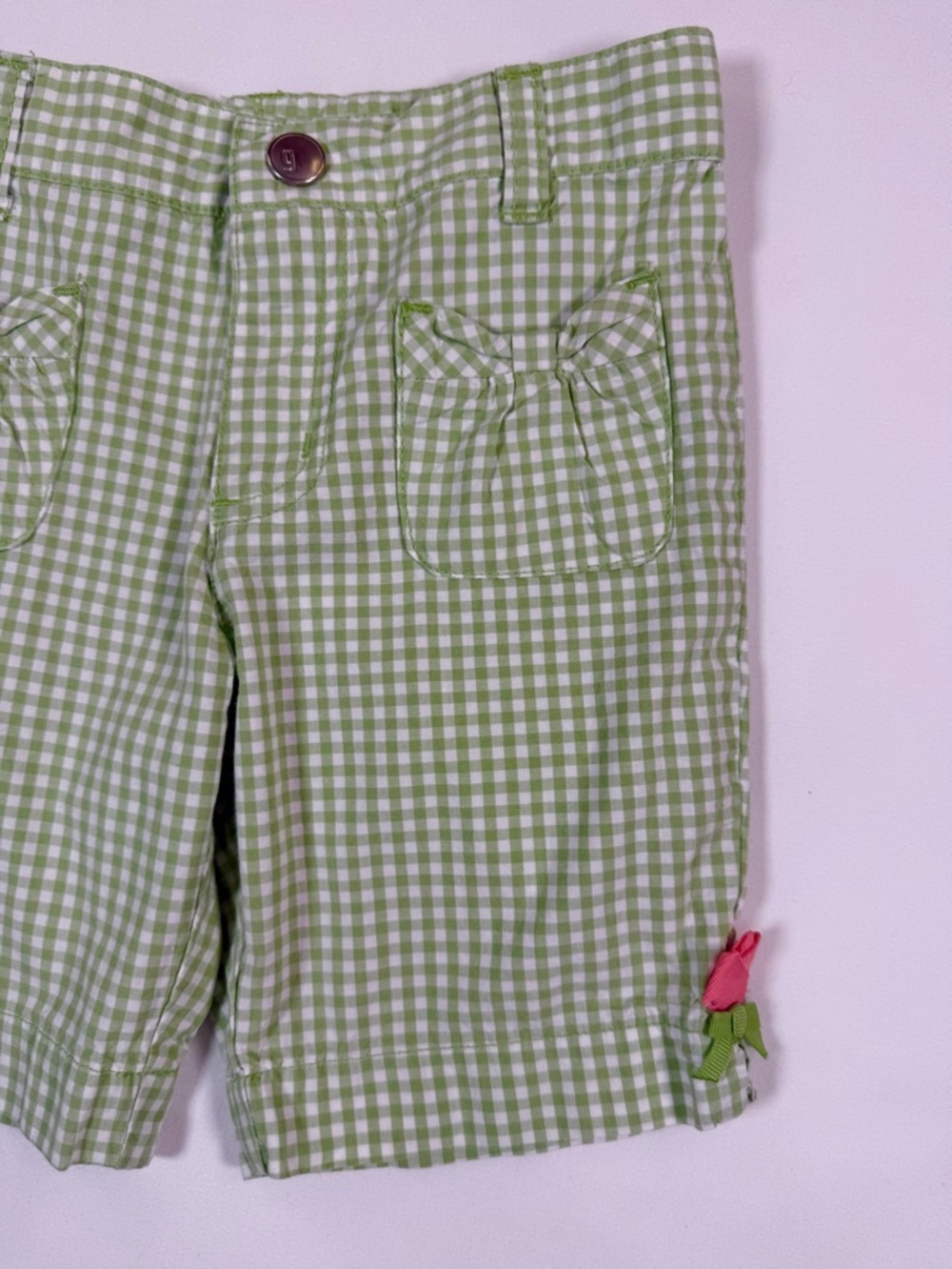 GYMBOREE Green Gingham Shorts Girls‎ 4 Cottagecore Preppy Spring Summer 2009